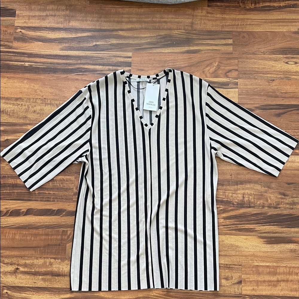 Zara Striped V-Neck Tunic/Cover-up